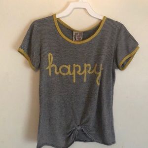 Happy Black Striped Shirt with Yellow Collar